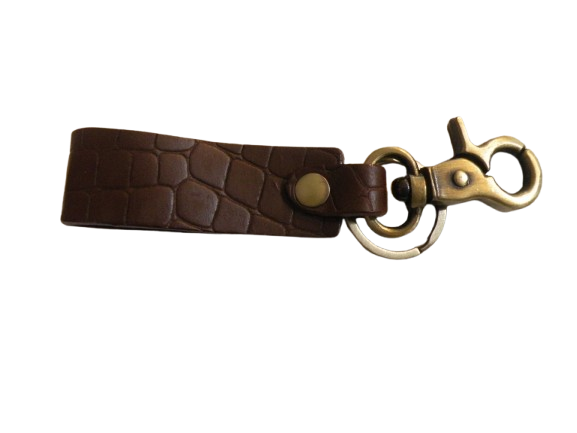Embossed Leather Key Ring with Round Eye Bolt Clip