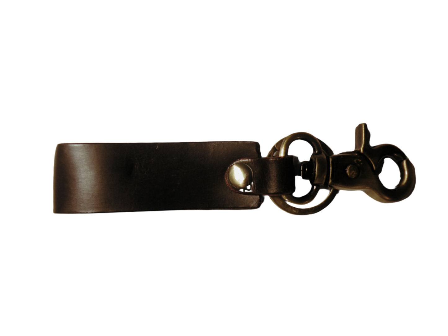 Smooth Leather Key Ring with Round Eye Bolt Clip